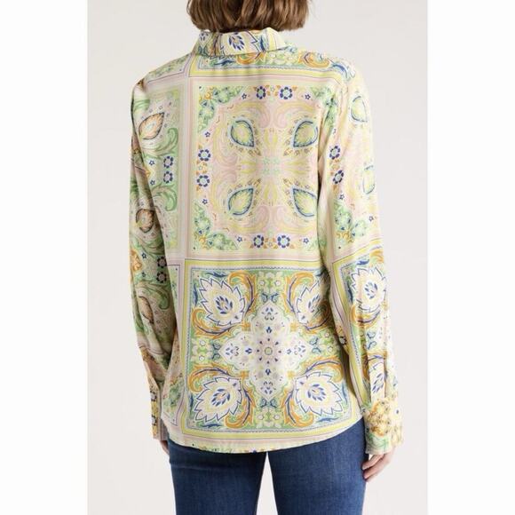 NWT Sanctuary The Vintage Scarf Paisley Long Sleeve Button-Up Shirt - Picture 2 of 8